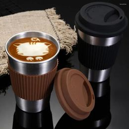 Mugs 500ml Coffee Cup Stainless Steel Water Mug Tumblers With Lid Heat Insulated Drinking Bottle Drinkware