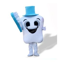 Adult Size Tooth with Toothbrush Mascot Costumes Halloween Cartoon Character Outfit Suit Xmas Outdoor Party Outfit Unisex Promotional Advertising Clothings