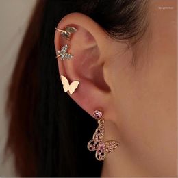 Dangle Earrings Cutre Butterfly Drop For Women Girl Romnatic Pink Crystal Insect Earring Oorbellen Party Summer Jewellery Gift