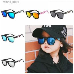 Sunglasses Kids Camouflage Sunglasses Baby Military Goggles Glasses Girls Boys Mirror Coating Eyewear Flat Shark Infant Glasses 2022L231120