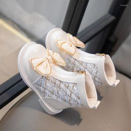 Boots 2023 Girls Short Elegant Chic Front Zipper Spring And Autumn Platform Princess Children Fashion Round-toe