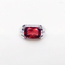 Cluster Rings Men Ring Natural Real Red Garnet 925 Sterling Silver 8 12mm 3.5ct Gemstone Fine Jewellery For Or Women X211021