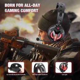 Cell Phone Earphones ONIKUMA New Cleverly Designed Wired Gaming Headset with Mic RGB Light for PS4 and Laptop YQ231120