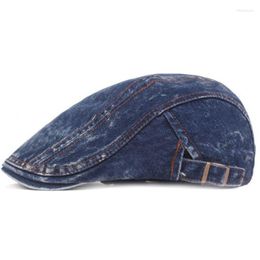 Berets XEONGKVI Wash Denim Make Old Visors Caps Spring Autumn Brand Snapback Literary Youth Cotton Advance Hats For Men Casquette