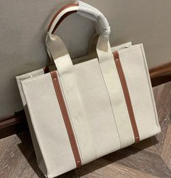 WOODY Tragetasche für Damen, Designer-Tragetaschen, Leinen-Canvas, Umhängetasche, Einkaufstasche, große lässige Strandtaschen, luxuriöse Umhängetaschen, Geldbörsen, 10A, hohe Qualität, 3 Größen