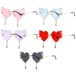 Sunglasses Trendy Heart Teardrop Eyewear Rimless Sun Glasses UV400 Beach