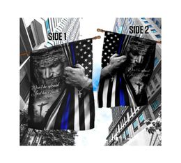 Jesus Christian Thin Blue Line Flags Double Sided 3x5 3 Layers 100 Polyester 150x90cm 9834109