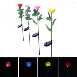 Solar Simulate Rose Lawn Lamp Outdoor Decor Light Christmas Year Yard Garden Decoration Led