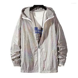 Women's Jackets 2023 Basic Summer Colourful Reflective Causal Thin Windbreaker Women Hooded Coat Zipper Bomber Veste Fem