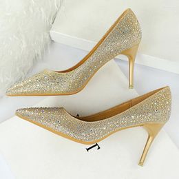 Sandals Women 7cm High Heels Glitter Low Crystal Fetish Stripper Pumps Lady Elegant Wedding Bridal Scarpins Rhinestone Shoes