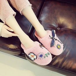 2024 Winter Cotton Slippers Fashion Personality Cartoon Plus Velvet Warm Indoor Silent Non-Slip Beautiful Cotton Shoes