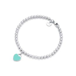 Braccialetti con ciondoli Moda t Gioielli Donna Uomo Bracciale in acciaio con perline Forever Love Smalto Rosa Blu Cuore Charms Pulsera Lovers Regali