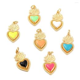 Pendant Necklaces 5pcs Brass Heart Pendants For Necklace Jewellery Making DIY Decor Crafts Accessories 24x13x4mm Hole: 3mm