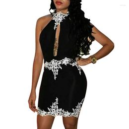 Casual Dresses Women Summer Sexy Turtleneck White Lace Black Midi Bodycon Bandage Dress Fashion Club Party Girl High Street Vestidos