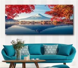 Canvas Wall Art Large art prints Home Decor Canvas Painting Wall Art Mount Fuji in autumn wall picture for Living Room No Framed 1703423