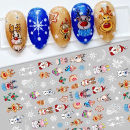 Stickers Decals 3D Christmas Nail Snowman Elk Snowflake Xmas Tree Cartoon Decal Sticker for Nails DIY Manicure Tips Art Decoration 231120