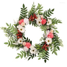 Decorative Flowers Wreaths For Front Door Decor Long-term Use Artificial Flower Wreath Country Style Green Farmhouse