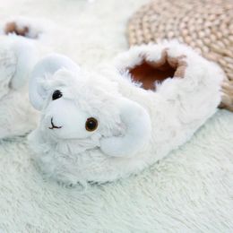 Slipper Toddler Girls Slippers Indoor Winter Cartoon Sheep Plush Warm Kid Boys House Footwear Soft Rubber Sole Home Shoes Baby Items