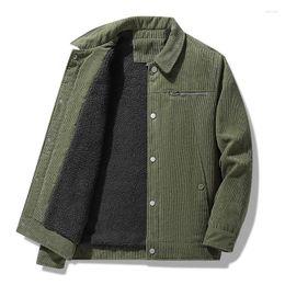 Men's Jackets Mens Winter Warm Cargo Military Style Corduroy Overcoat Fleece Lined Thick Thermo Bomber Outerwear Big Size 5XL