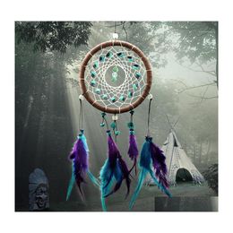 Arts And Crafts Wholesale Antique Imitation Enchanted Forest Dreamcatcher Gift Handmade Dream Catcher Net With Feathers Wall Hanging Dh642