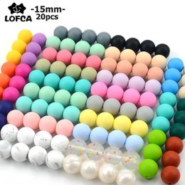 Teethers Toys LOFCA 15mm 20pcslot Silicone Loose Beads Safe Teether Round Baby Teething Beads DIY Chewable Colourful Teething For Infant 231118