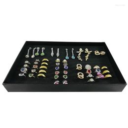 Jewellery Pouches 1 Piece 29 19cm Store Counter Earring Display Tray Black Hundred Ring With Transparent Cover Storage Box
