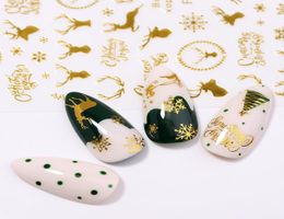 Christmas Series 3D Nail Sticker Colourful Gold Snow Deer Design Transfer Stickers Slider Decal DIY Nail Art Decoration8208587