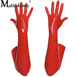 Sexy Wetlook Elastic Long PU Women Punk Fetish Faux Leather Gloves Clubwear Hot Erotic Catsuit Cosplay Lingerie Costumes