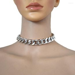 Choker Punk Miami Cuban Necklace Collar Statement Hip Hop Big Chunky Aluminum Thick Chain Women Jewelry