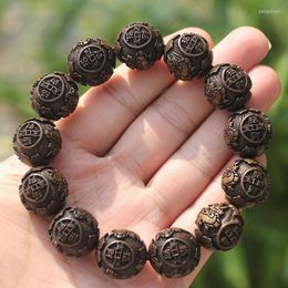 Strand SNQPAuthentic Jin Si Nan Yin Shen Wood Handstring Men's Prayer Beads Carving Treasure Seeking Buddha Bracelet Women's