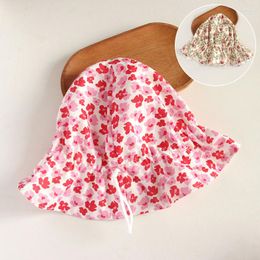 Hats Baby Cotton Bucket Hat Spring Summer Children Outdoor Sunscreen Caps Little Girls Sweet Print Panama Kids Beach Sun