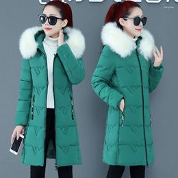 Women's Trench Coats Cotton Jacket Mid Length 2023 Winter Outfit Korean Version Loose And Thickened Warm Large Wool Collar