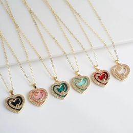 Pendant Necklaces Shiny Heart Necklace For Women Inlaid Cubic Zircon Luxury Charm Lovely Lady Party Jewelry Gift