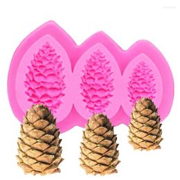 Baking Moulds 3Holes Pine Cones Silicone Mould Christmas DIY Party Cake Decorating Tools Chocolate Pinecone Cupcake Candy Fondant Mould