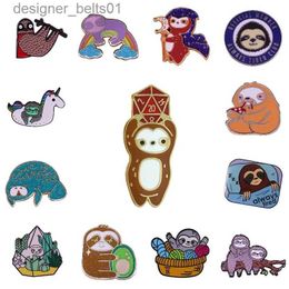 Pins Brooches Cute Lazy Sloth Enamel Pins Custom Rainbow Unicorn Dice Wool Animal Brooches Copper Lel Badge Luxury Jewellery Gift DropshippingL231120