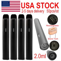 USA STOCK Disposable Vape Pen 2ml E-cigarette Pod Carts Thick Oil Empty Round Pens USB Rechargeable 350mah Battery Ceramic Coil Vaporizer Custom Logo D11 Black Pen