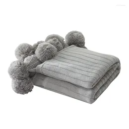 Blankets 100 105cm/ 150cm Size Adult Baby Knitted Cotton Blanket Pom-pom Decor Home Sofa Kids Sleep Bedding Quilt