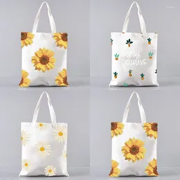 Shopping Bags Sunflower Flower Tote Bag Eco-Friendly Strong Canvas Washable Woman Handbag Shopper Storage