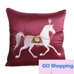 American Pillow Case Cushion Covers Horses Flowers Print Cover for Home Chair Sofa Decoration Square Pillowcases without Inner