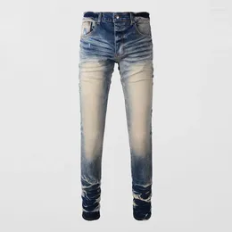 Men's Jeans High Street Fashion Men Retro Washed Blue Designer Stretch Skinny Ripped Buttons Hip Hop Brand Pants Hombre