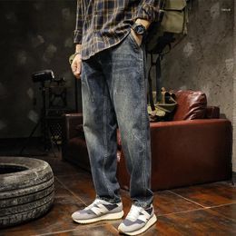 Men's Jeans 2023 Spring And Summer Korean Japanese Style Loose Straight Trendy Retro Classic Workwear Washed Dad Pants