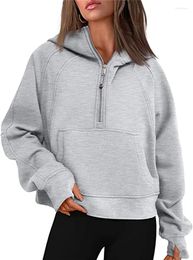 Women's Hoodies Autumn/winter Sport Half-zip Hoodie Sweatshirt Loose Cropped And Fleece