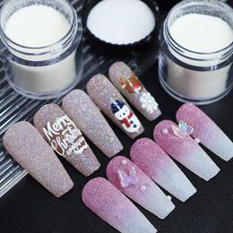 Nail Glitter 1 Box Shiny Sugar Powder For Christmas Snowflake Design Dipping White Black Candy Coat Effect Pigment Dust Supplies