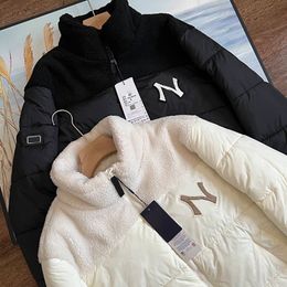 Jackets High Version Mlb August Winter Couple's Trendy Casual Versatile Lamb's Wool Coat Mlb Ny Pilot Quilted Bomber Coat Classic Cardigan Warm Hooded Jacket 55