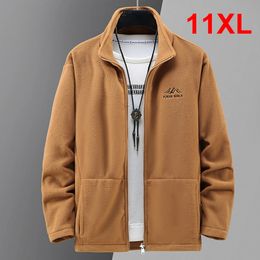 Mens Jackets Autumn Winter Warm Fleece Jacket Men Fashion Casual Solid Color Plus Size 10XL 11XL Coat Male Stand Collar 231118