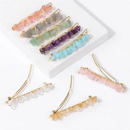 Women Hair Clips Barrettes HairJewelry Natural stone hairpin Healing chip Stone Hair Accessory Clip Multicolor gemstone hair Jewellery for