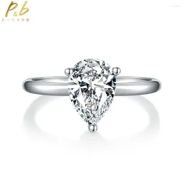 Cluster Rings PuBang Fine Jewelry 925 Sterling Silver 2CT 7 10MM GRA Moissanite Pear Diamond Ring For Women Engagement Gift