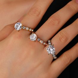 Fashion Engagement Rings Diamond Wedding Band Rings Fine Jewellery Titanuim Steel Rose Gold Colour Ring CZ Crystal Ring For Women Couple Finger Rings love Wedding