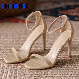 Ankle Strap Women Open Toe Stiletto Dress Sandals Elegant Wedding Party Shoes High Heel Summer Classic Sexy Pumps bdb