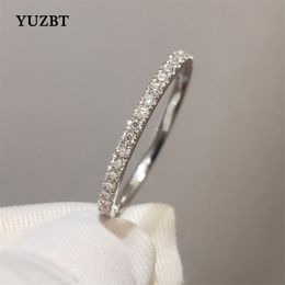 Solitaire Ring YUZBT 9K 10K White Gold Brilliant Cut 0.3 Carats Diamond Tester Past D Colour Engagement Ring Korean Style Jewellery 230419